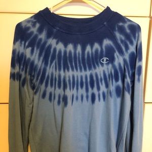 blue tie dye champion sweatshirt